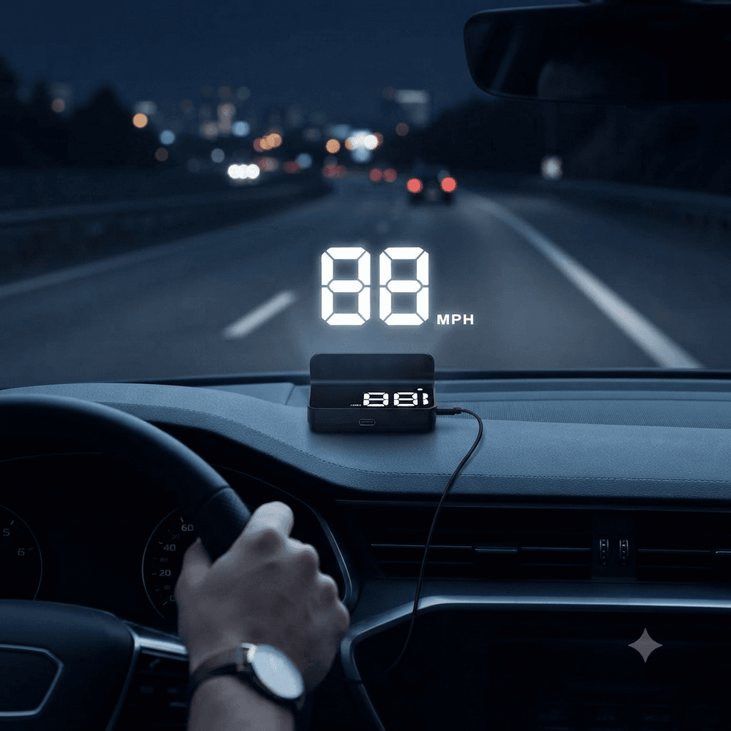 شاشة عرض رقمية ذكية على الزجاج الأمامي للسيارات (HUD)